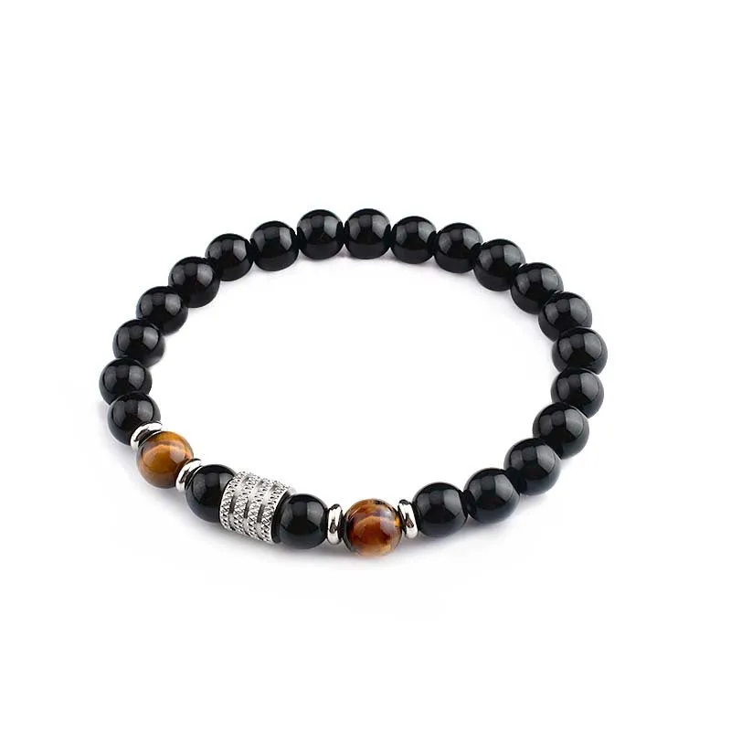 Stainless Steel Tiger Eye Bright Stone Men's Bracelet