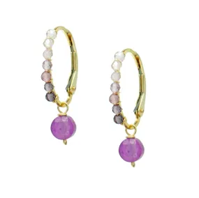 Star Ruby & Ombre Spinel Hoops