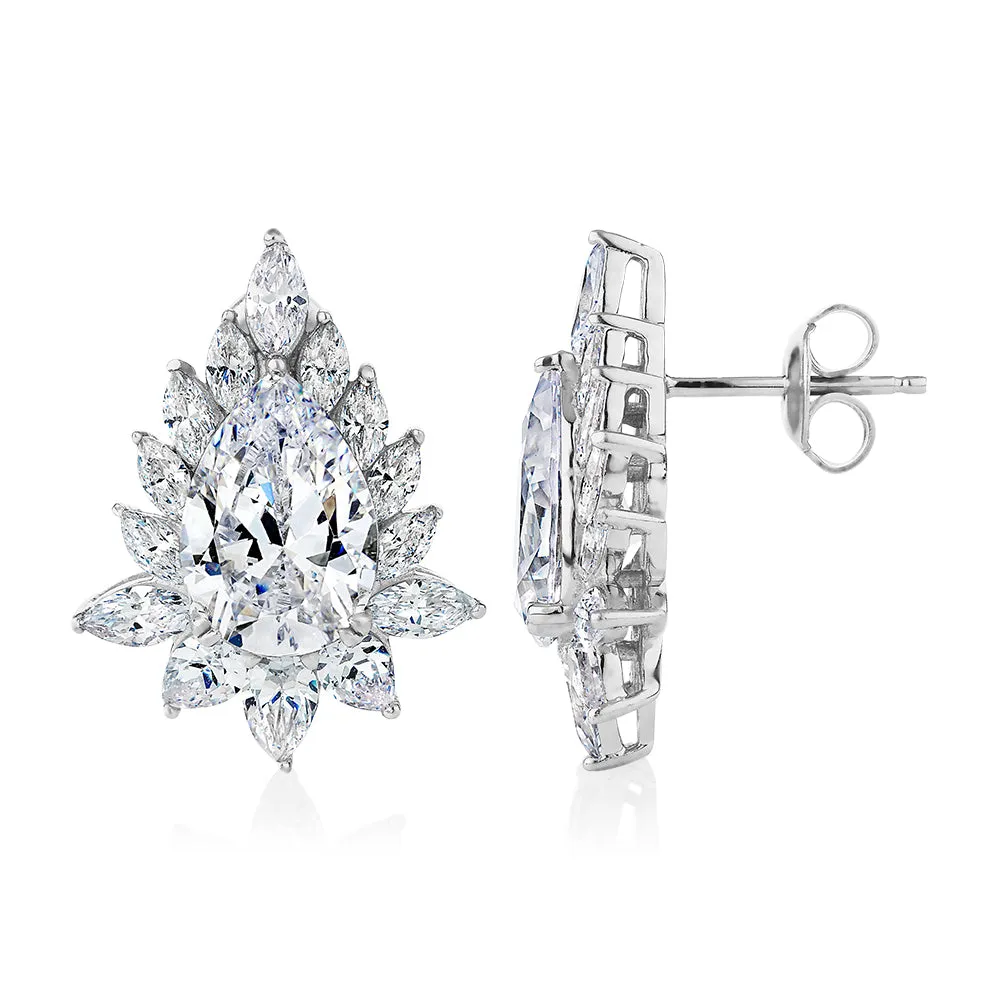 Statement earrings with 9.79 carats* of diamond simulants in sterling silver