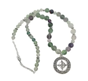 Steel Witch Knot Charm Necklace with Fluorite Crystal