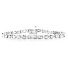 Sterling Silver 0.95 Carat Diamond 19cm Bracelet with 34 Round Diamonds