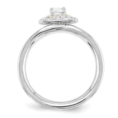 Sterling Silver & 14k Gold Stackable Expressions White Topaz Round Ring