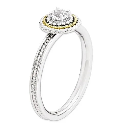 Sterling Silver & 14k Gold Stackable Expressions White Topaz Round Ring