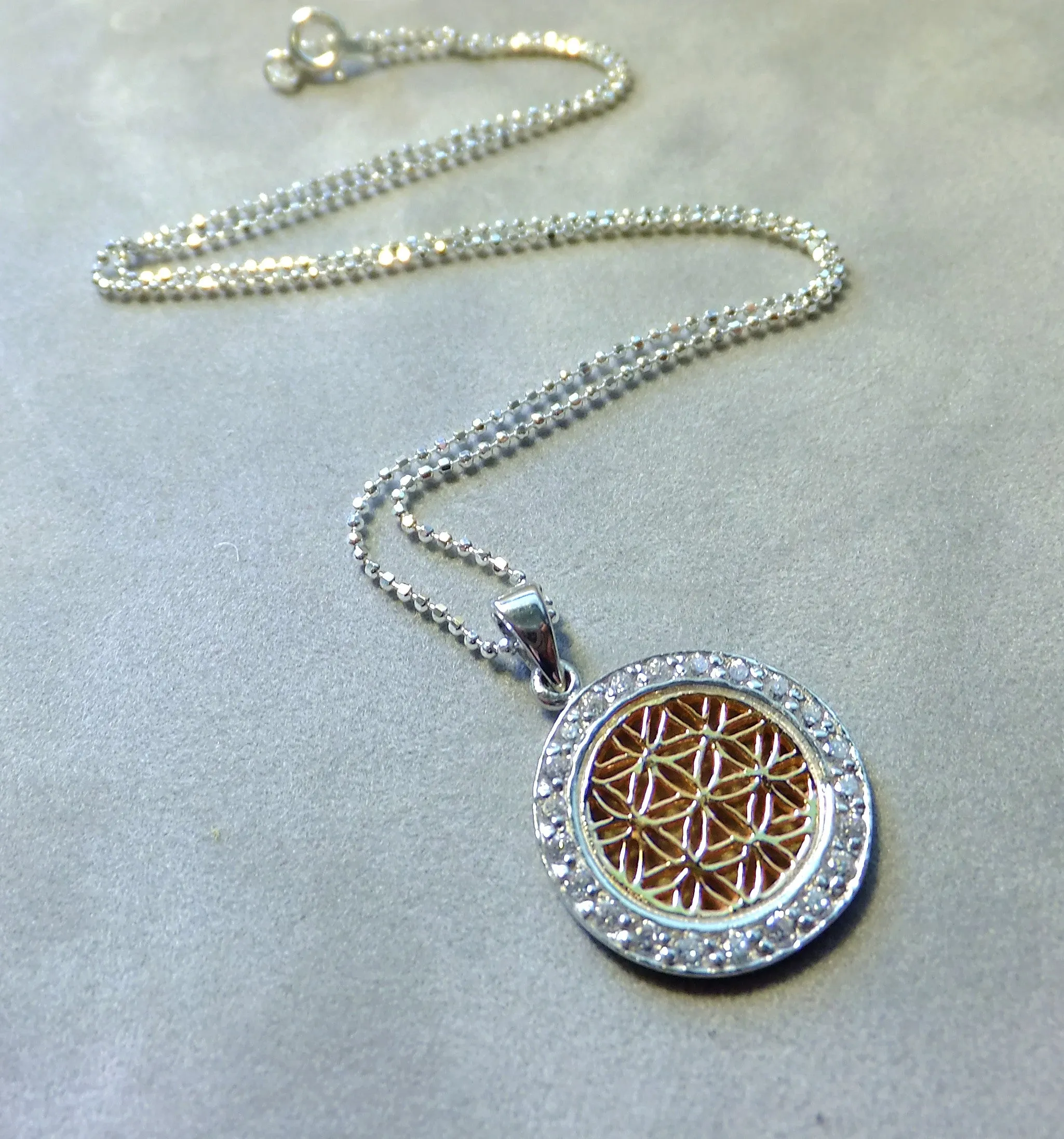 Sterling Silver and Rose Gold Two Tone Pendant Necklace