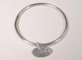 Sterling Silver Bangle w/ Latitude & Longitude Tag