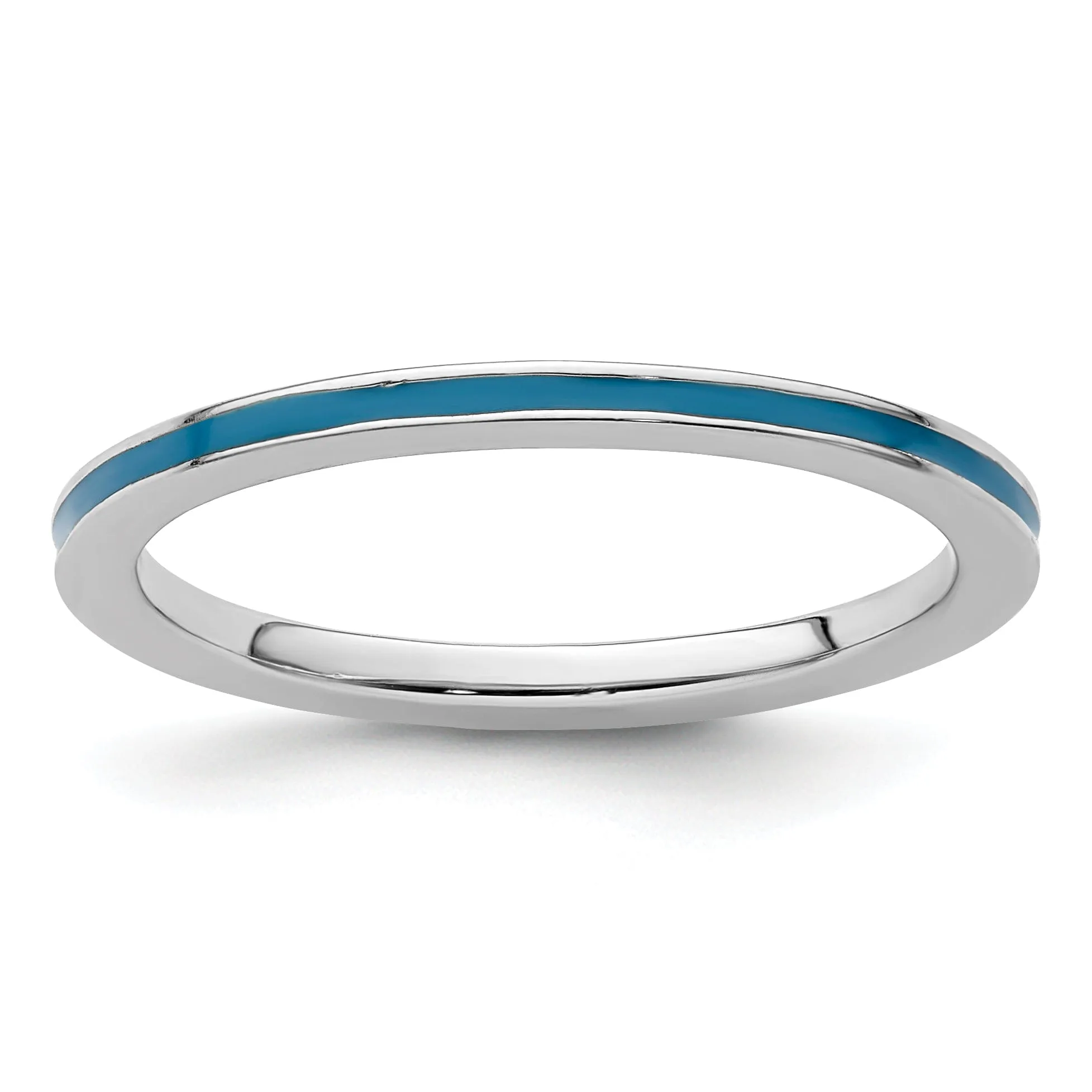 Sterling Silver Blue Enameled 1.5MM Ring