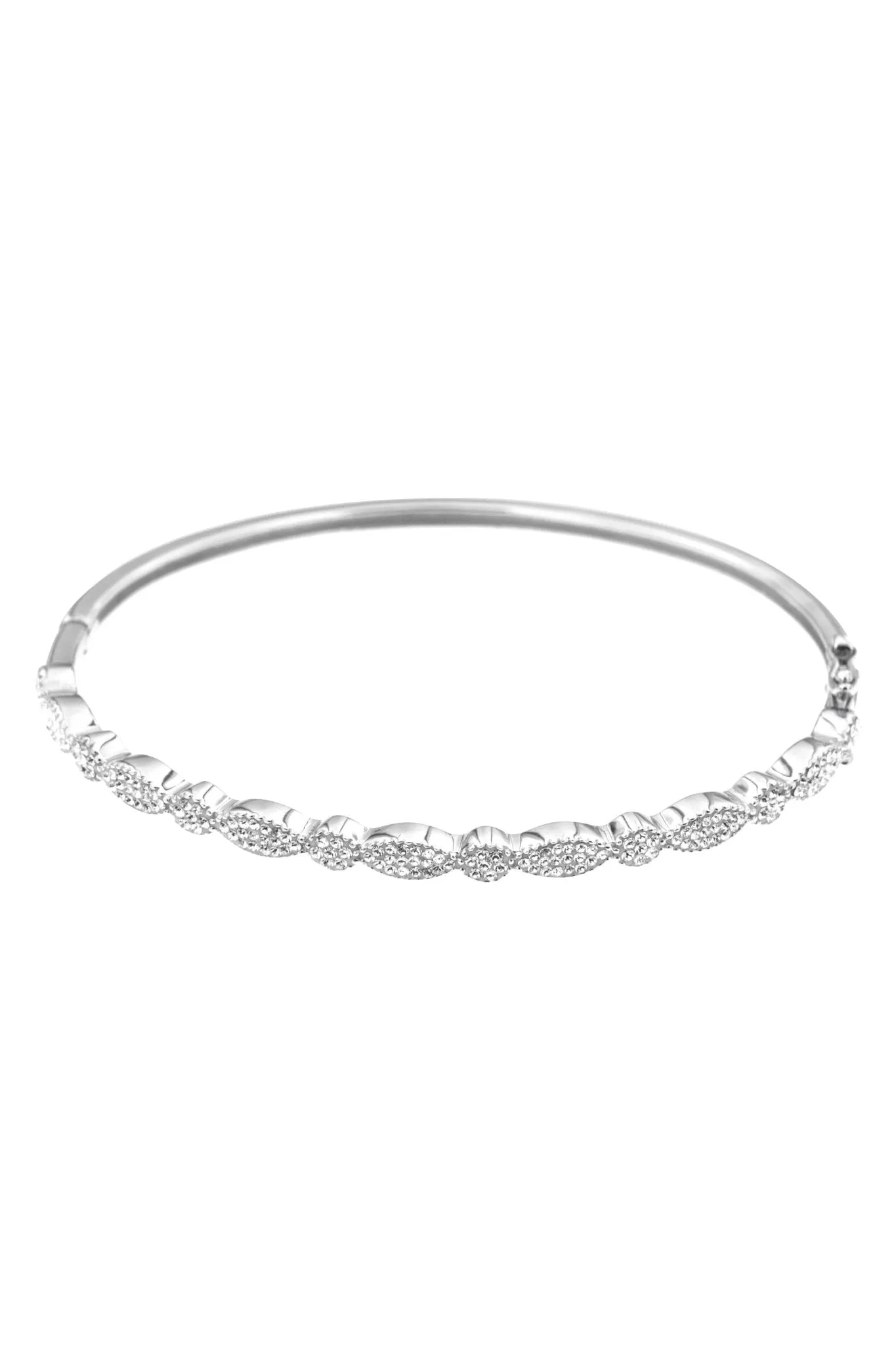 Sterling Silver Crystal Vintage Hinged Bangle