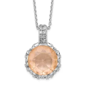 Sterling Silver Floral Simulated Morganite and CZ Necklace