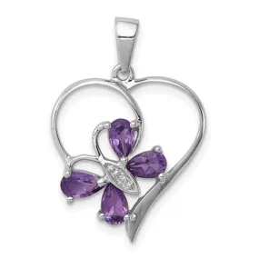 Sterling Silver Gemstone Butterfly Heart Pendants