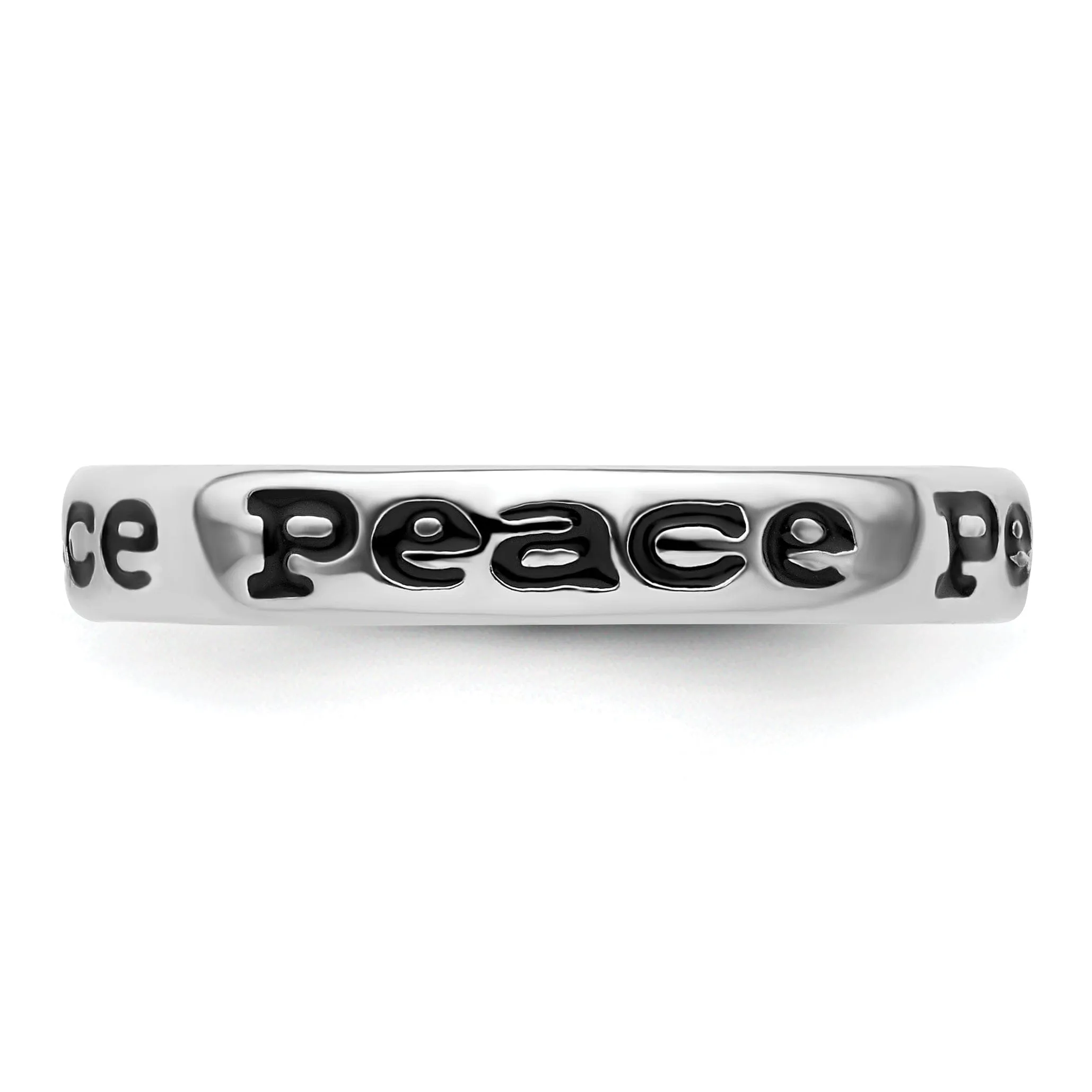 Sterling Silver Polished Enameled Peace Ring