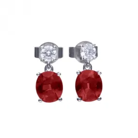 Sterling Silver Red and Clear Cubic Zirconia Earrings E6399