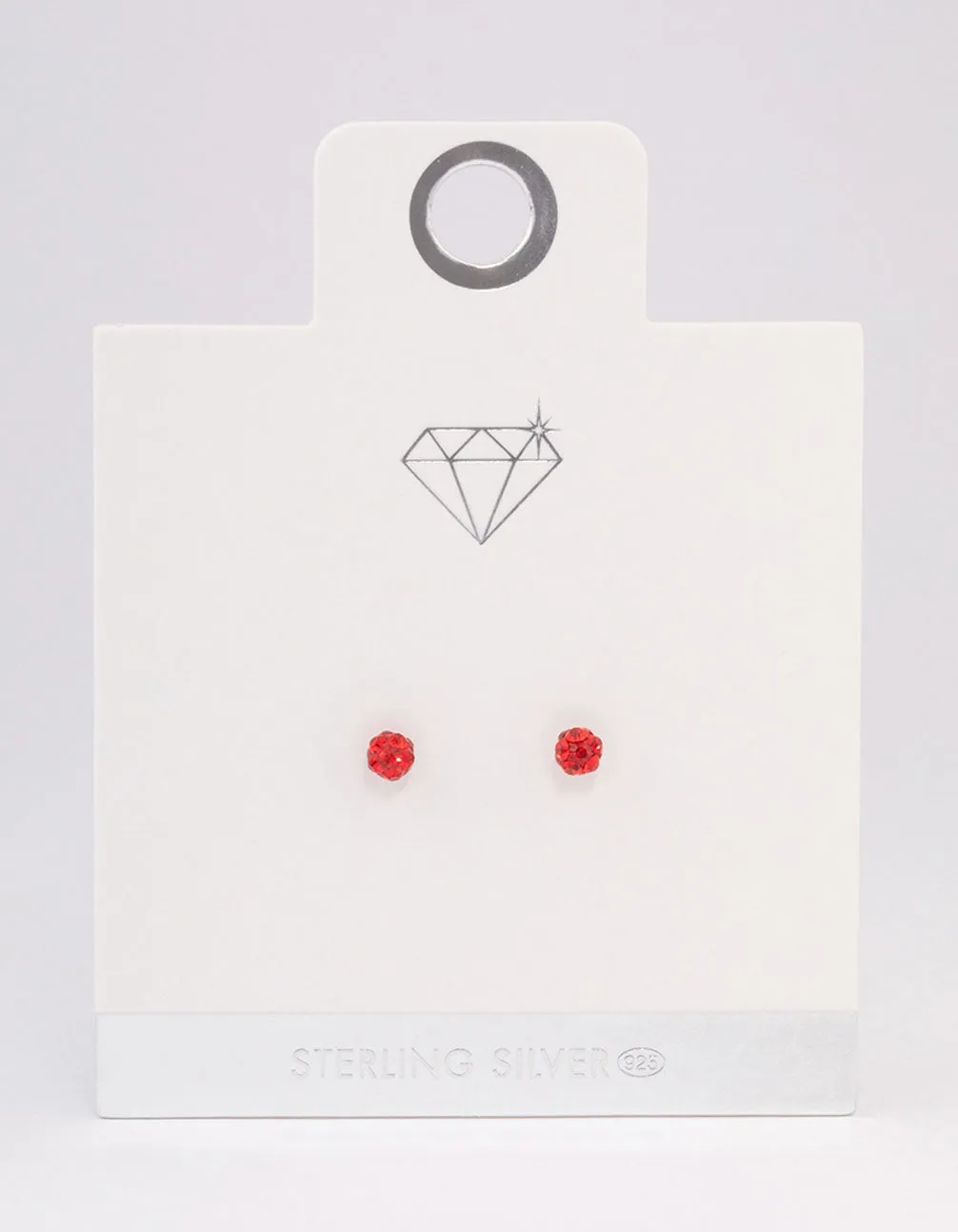 Sterling Silver Red Fireball Stud Earrings