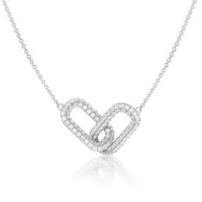 Sterling Silver Rhodium Plated Cubic Zirconia On Interconnecting Links 40 5cm Chain