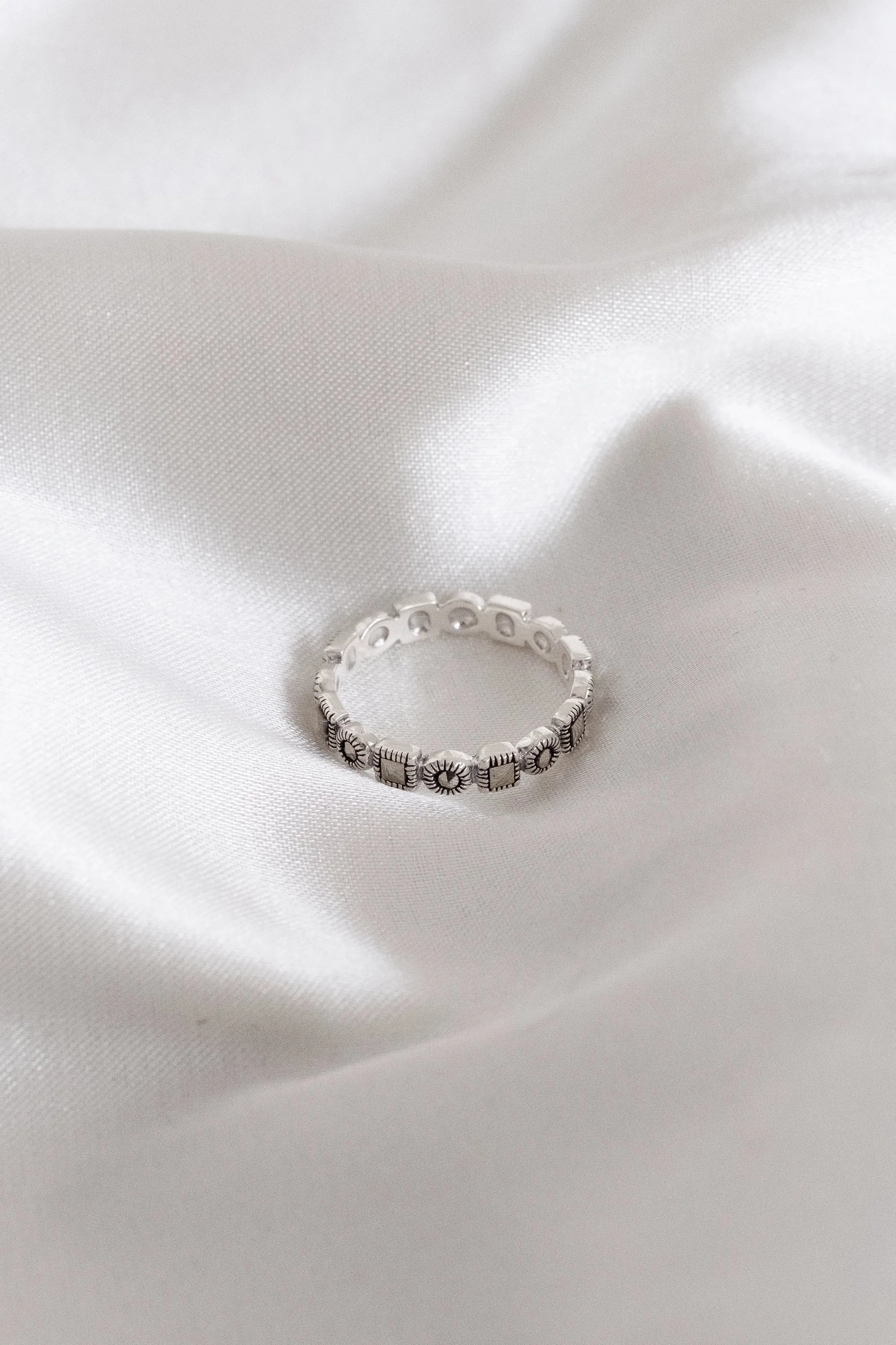 Sterling Silver Stackable Eternity Marcasite Ring