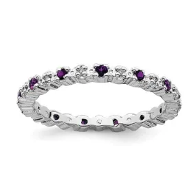 Sterling Silver Stackable Expressions Amethyst & Diamond Alternating Eternity Ring