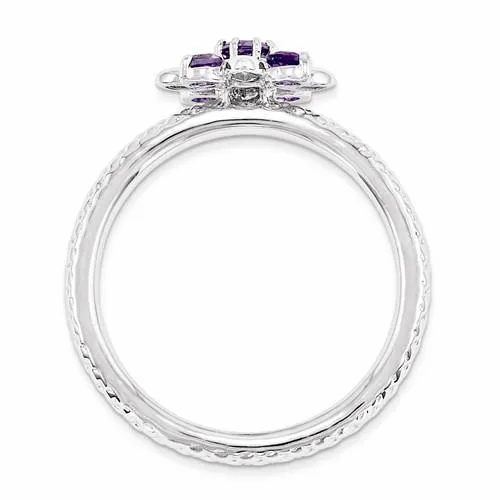 Sterling Silver Stackable Expressions Amethyst Flower Ring