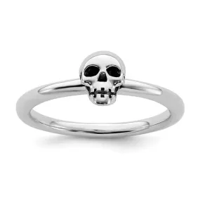 Sterling Silver Stackable Expressions Antiqued Skull Ring