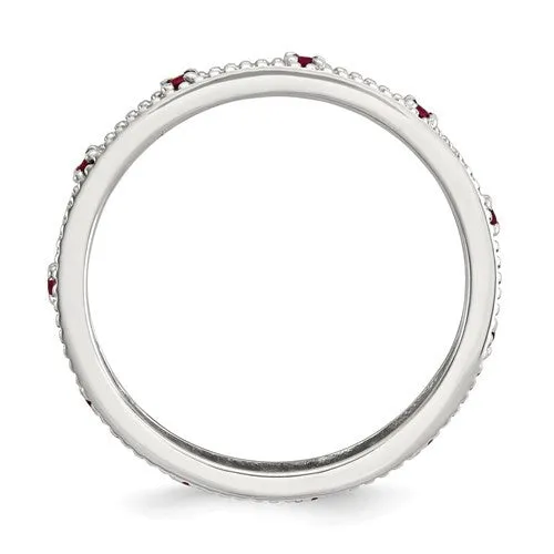 Sterling Silver Stackable Expressions Created Ruby Filigree Ring