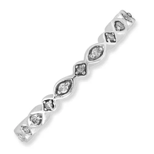 Sterling Silver Stackable Expressions Genuine Diamond Patterned Eternity Ring