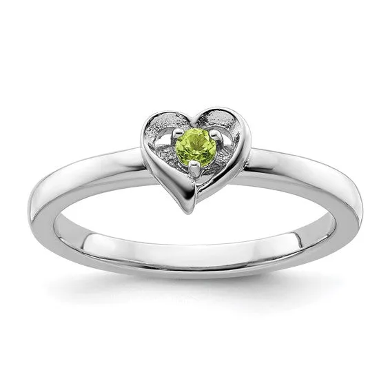 Sterling Silver Stackable Expressions Heart Birthstone Rings