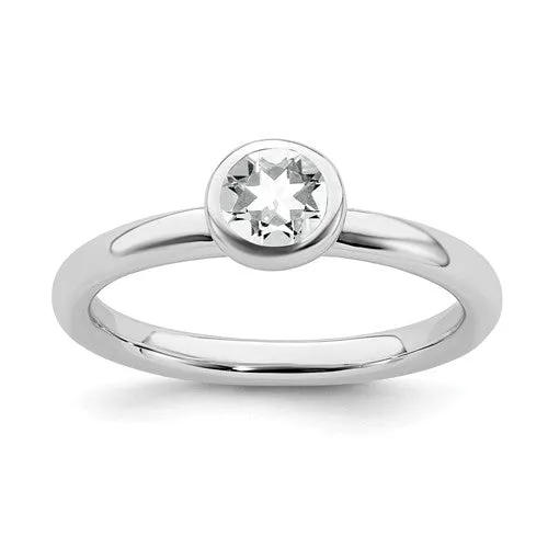 Sterling Silver Stackable Expressions Low 5mm Round White Topaz Ring