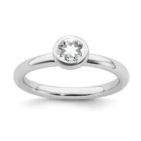 Sterling Silver Stackable Expressions Low 5mm Round White Topaz Ring