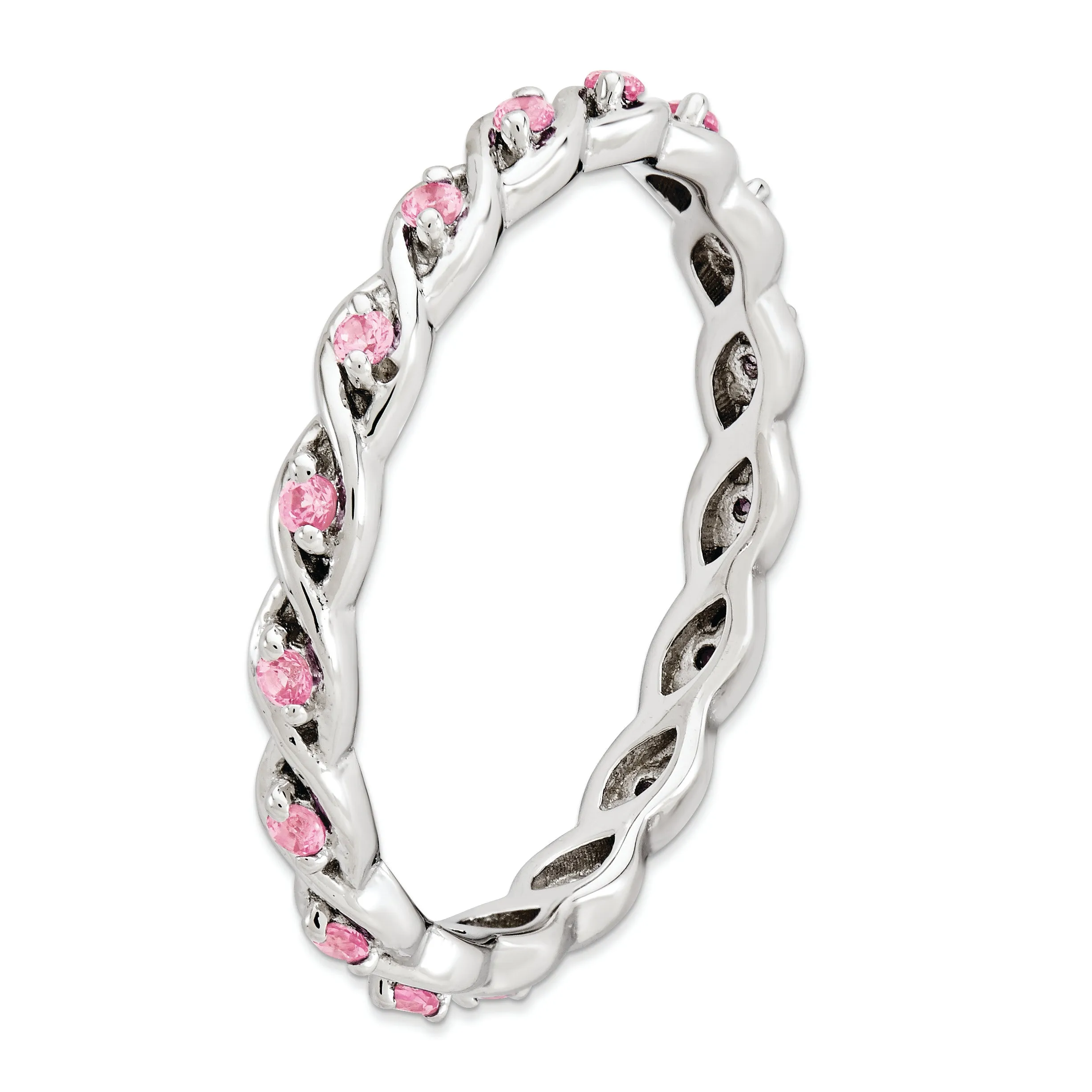 Sterling Silver Stackable Expressions Pink Sapphire Twist Eternity Ring