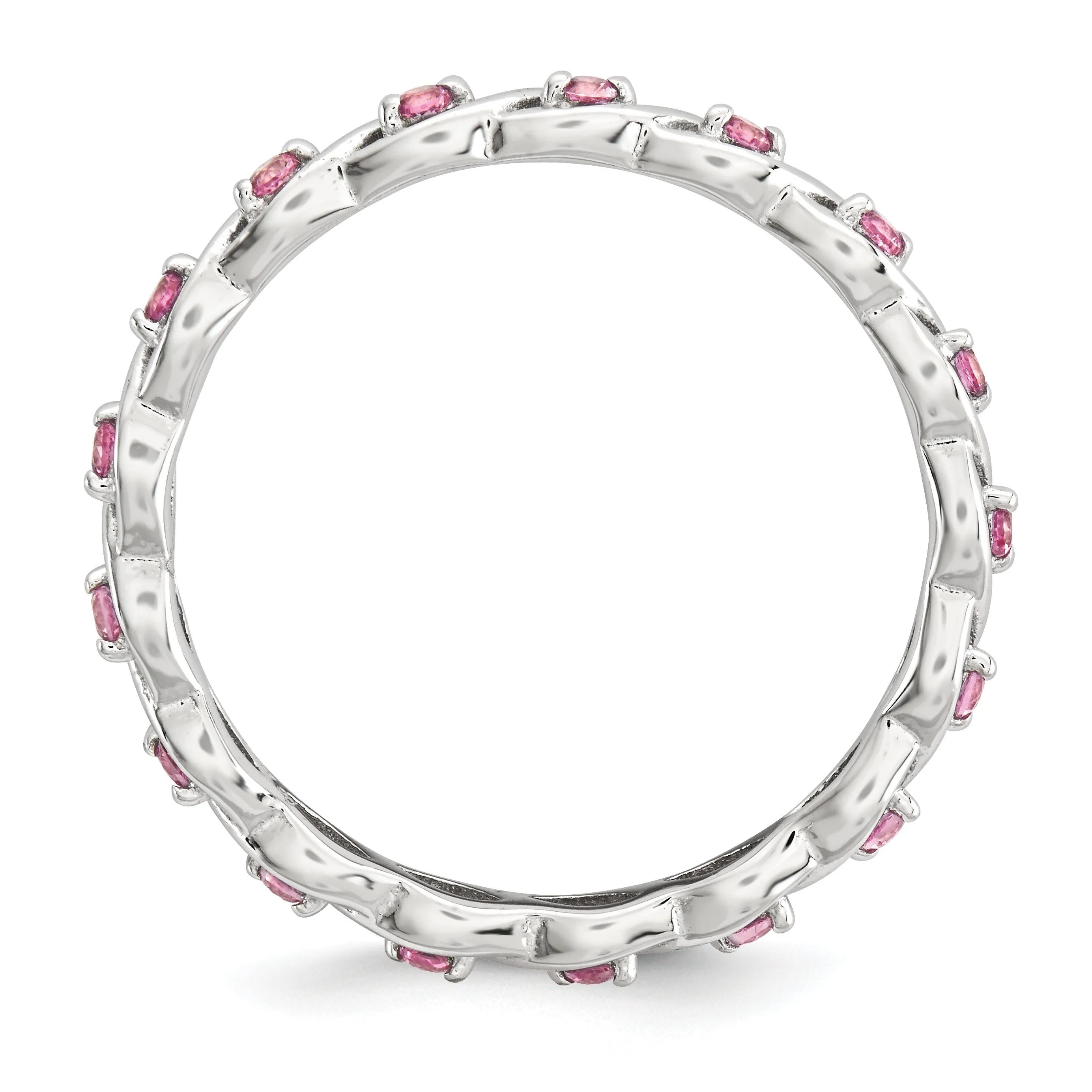 Sterling Silver Stackable Expressions Pink Sapphire Twist Eternity Ring