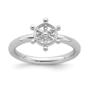 Sterling Silver Stackable Expressions Ship's Wheel Ring