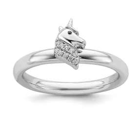 Sterling Silver Stackable Expressions Unicorn Diamond Ring