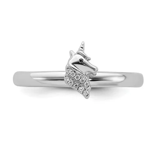 Sterling Silver Stackable Expressions Unicorn Diamond Ring