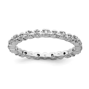 Sterling Silver Stackable Expressions White Topaz & Diamond Alternating Eternity Ring