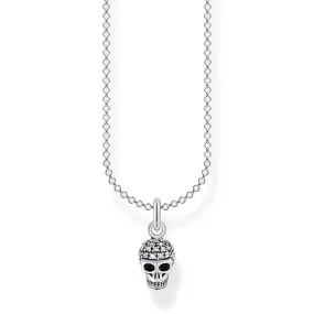 Sterling Silver Thomas Sabo Charm Club Skull Zirconia Necklace 38-45cm