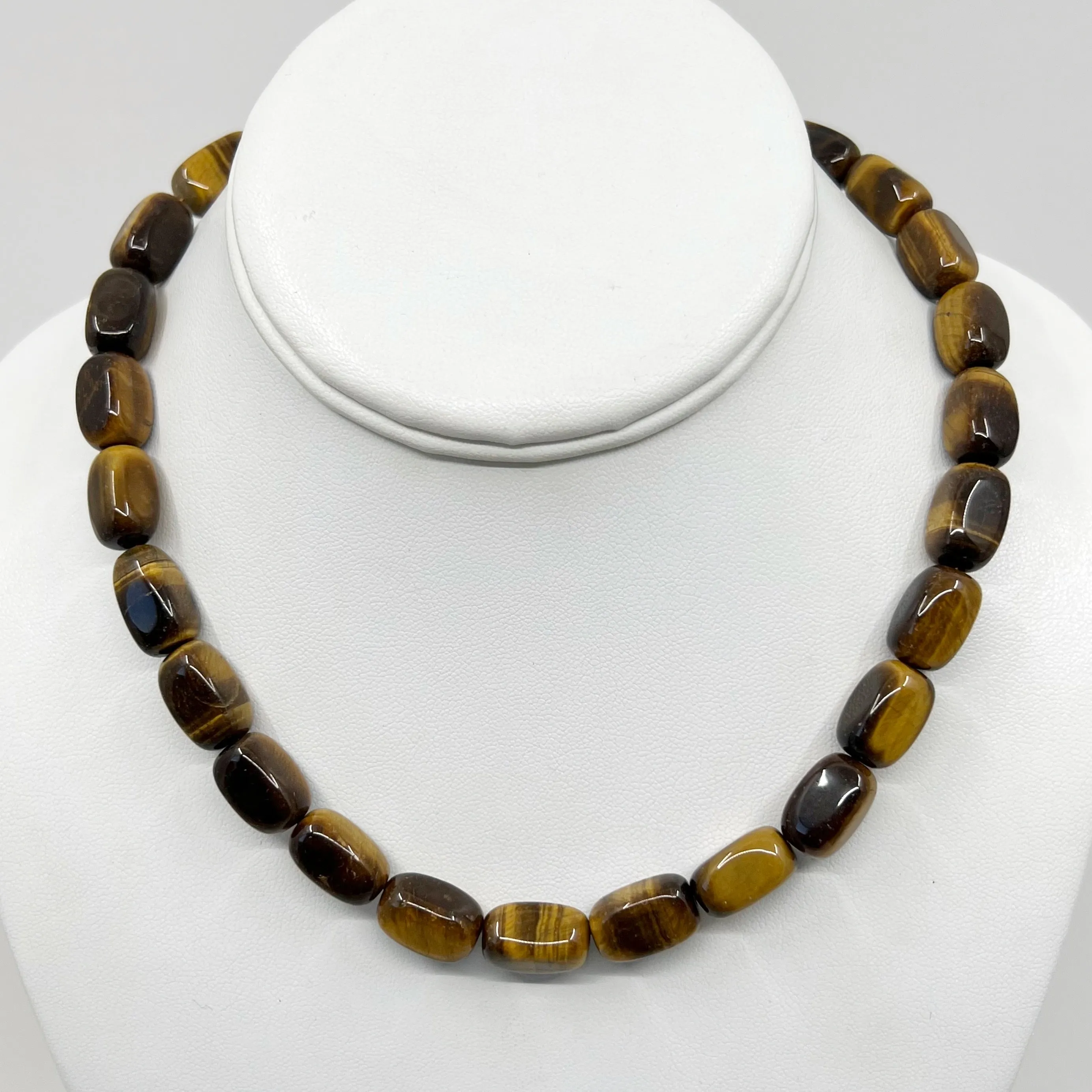 Sterling silver tiger eye bead necklace GM20