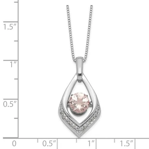 Sterling Silver Vibrant Morganite and Diamond 18" Necklace