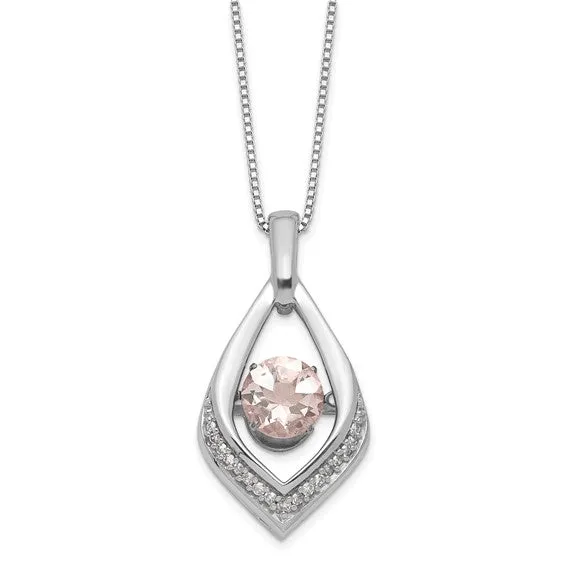 Sterling Silver Vibrant Morganite and Diamond 18" Necklace