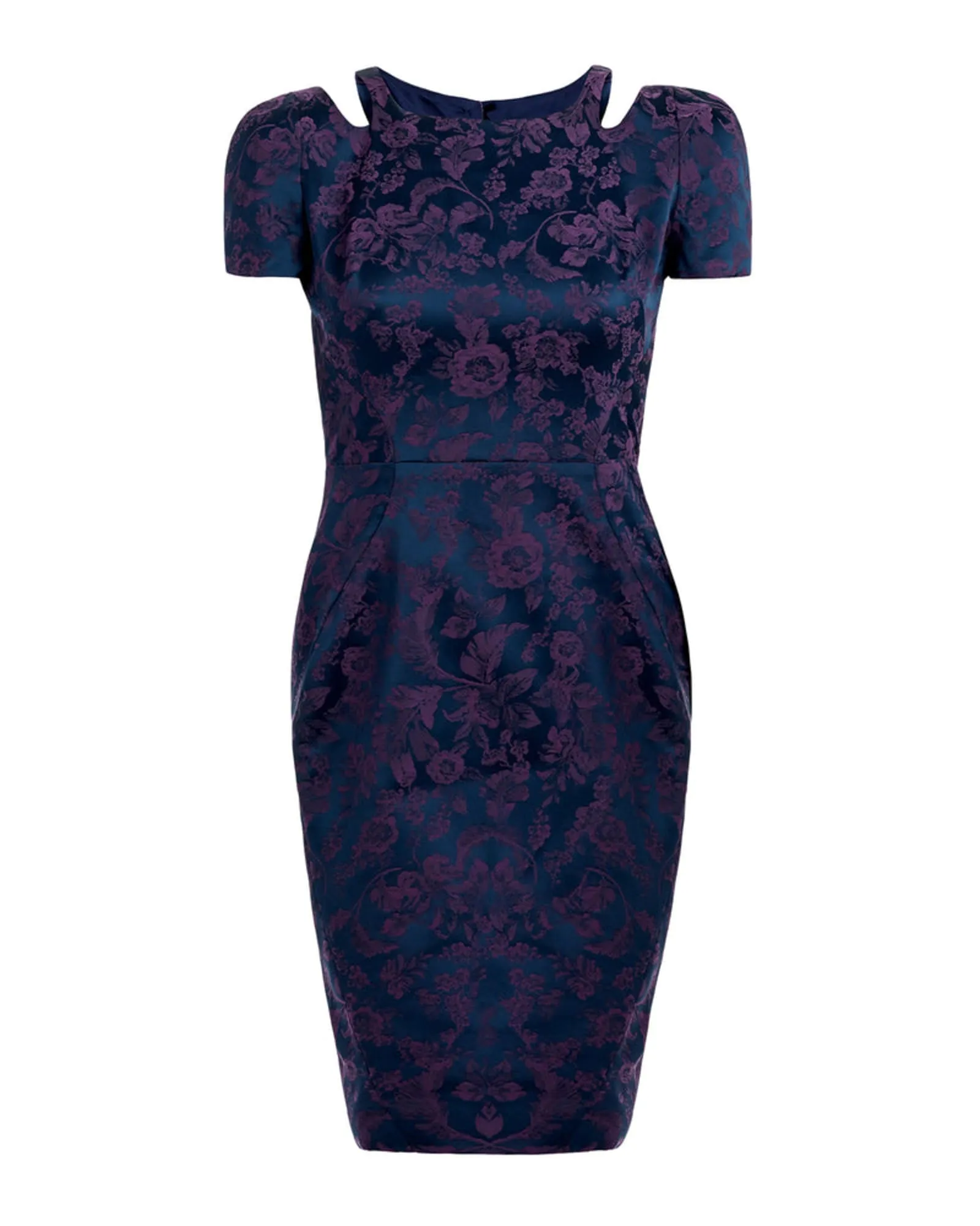 Stretch Jacquard Sheath Dress | Navy