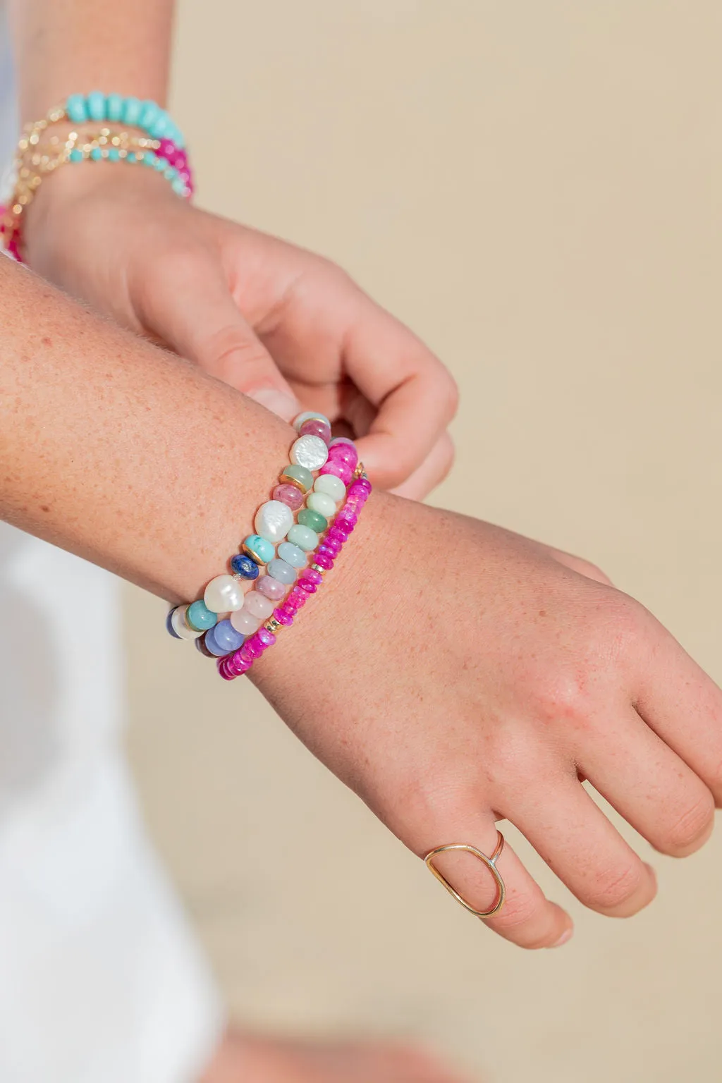 Stretchy Rainbow Gemstone Bracelet - Leinani