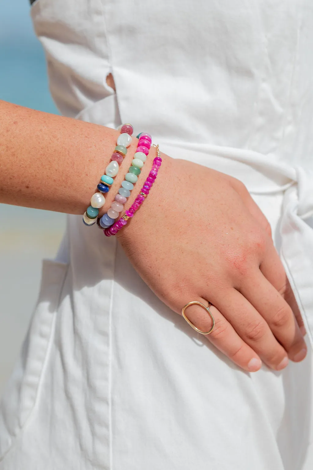 Stretchy Rainbow Gemstone Bracelet - Leinani