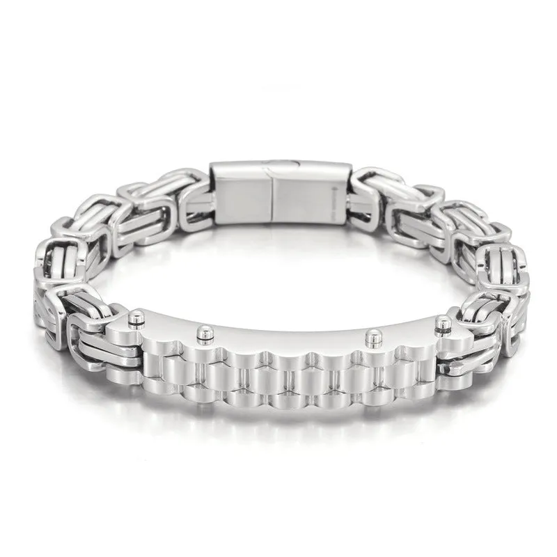 Stylish Personalized Titanium Steel Emperor Chain Bracelet for Men - Curved Design with Vacuum Plating