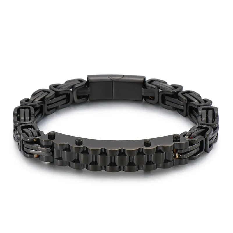 Stylish Personalized Titanium Steel Emperor Chain Bracelet for Men - Curved Design with Vacuum Plating