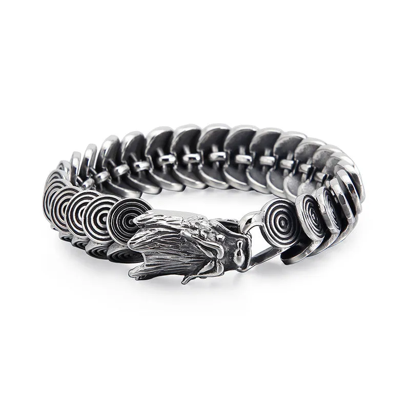 Stylish Retro Titanium Steel Dragon Bracelet for Men - American and European Fashion Statement