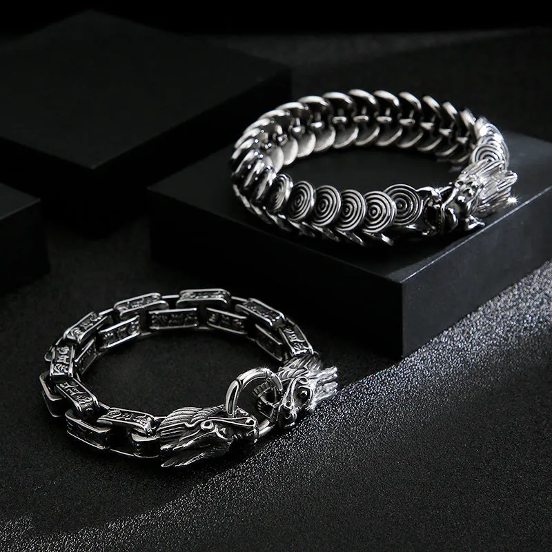 Stylish Retro Titanium Steel Dragon Bracelet for Men - American and European Fashion Statement