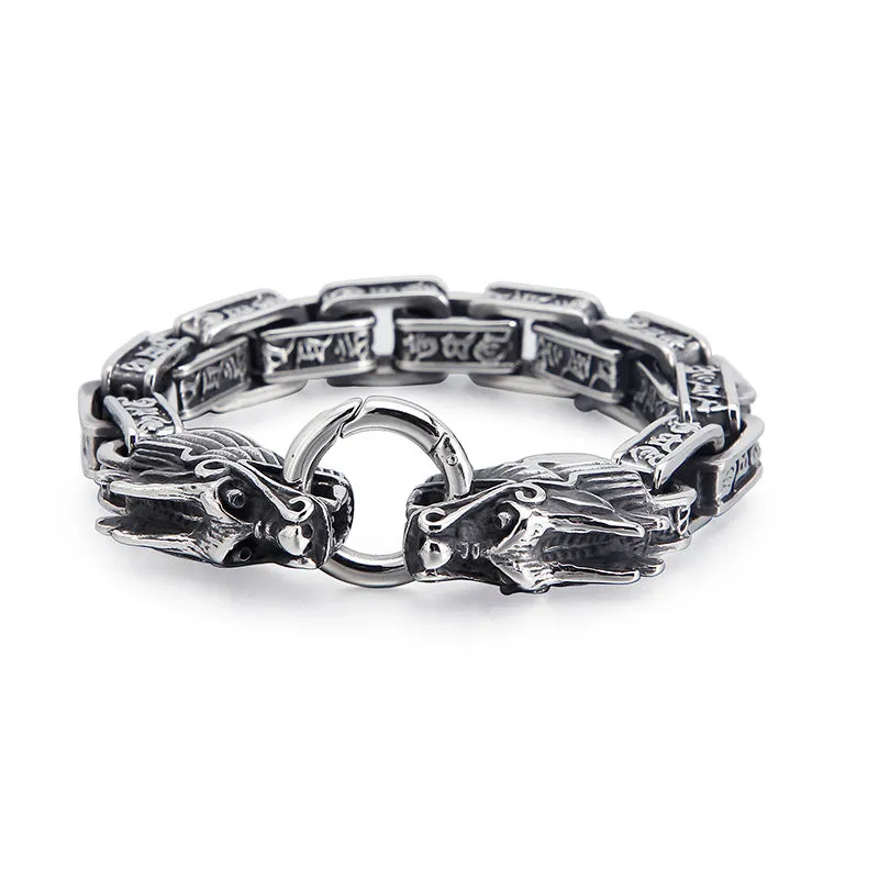 Stylish Retro Titanium Steel Dragon Bracelet for Men - American and European Fashion Statement