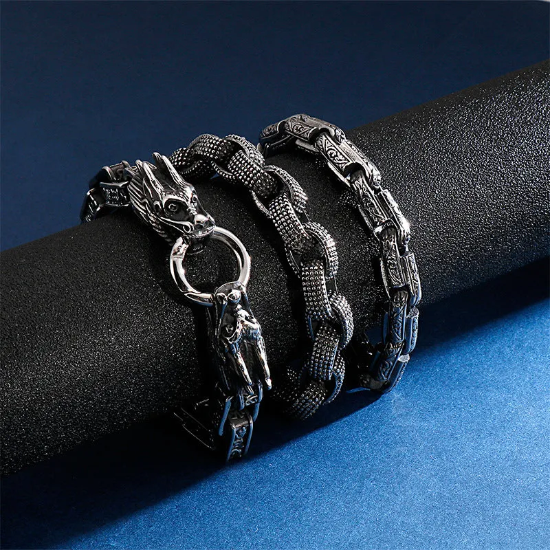 Stylish Retro Titanium Steel Dragon Bracelet for Men - American and European Fashion Statement