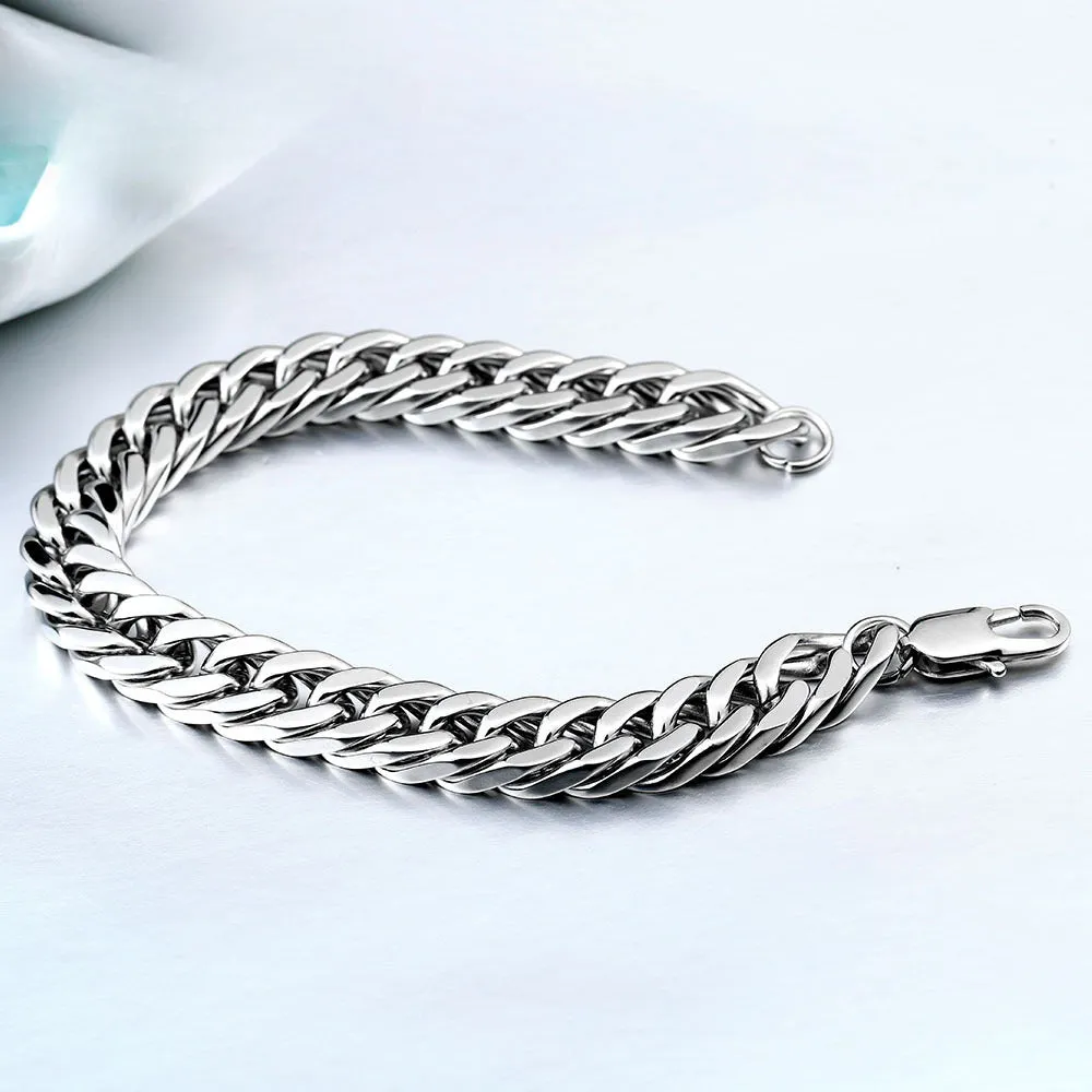 Stylish Titanium Steel Cuban Chain & Snake Bone Men's Bracelet