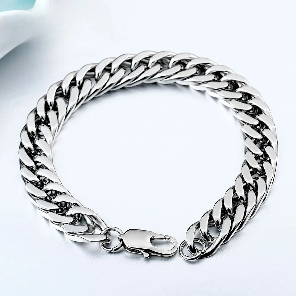 Stylish Titanium Steel Cuban Chain & Snake Bone Men's Bracelet