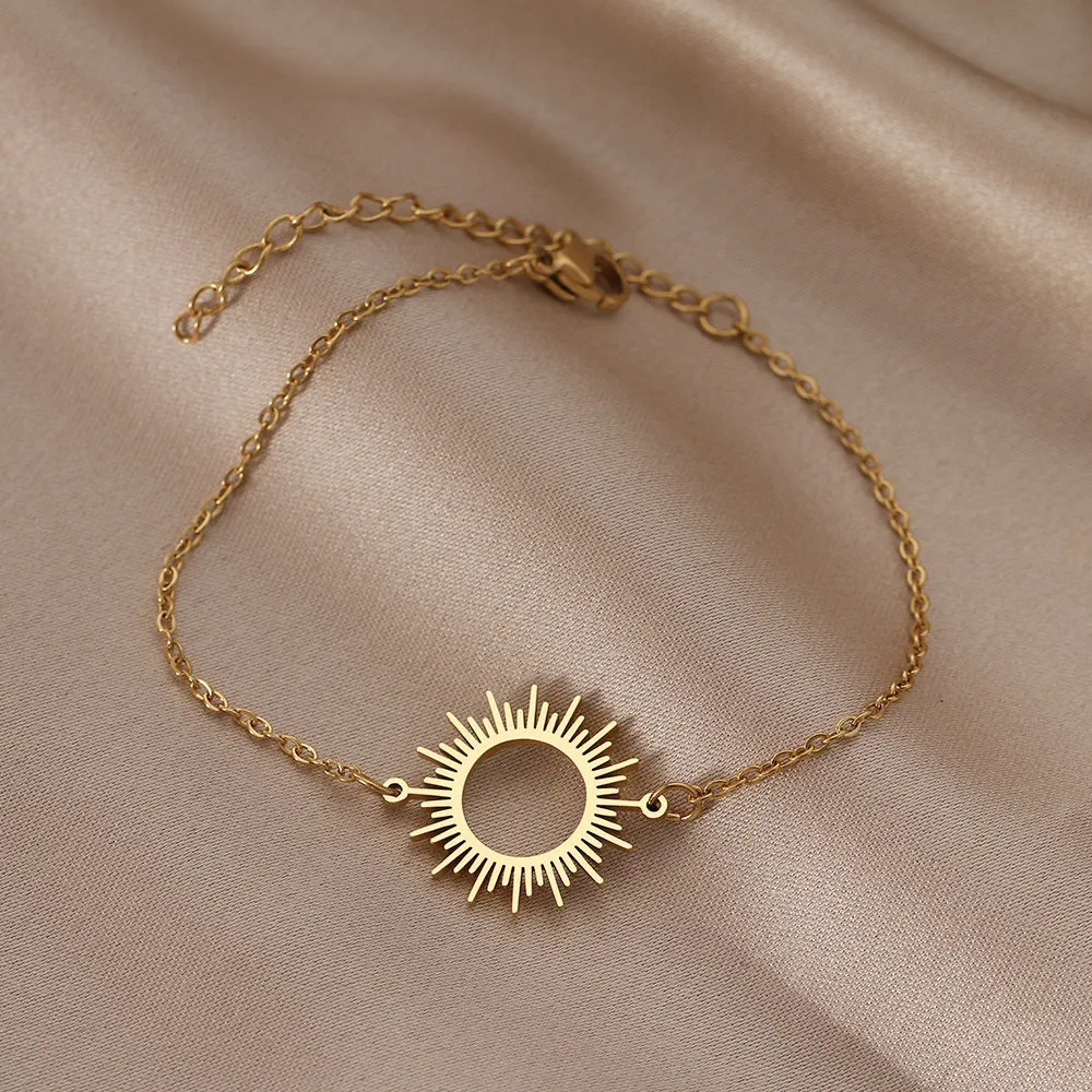 Sun Flower Type Stainless Steel Bracelet