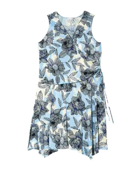 Tahiti Asymmetrical Sleeveless Dress | White / Light Blue