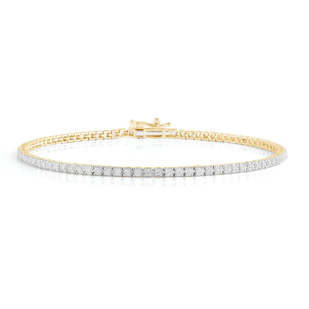 Tennis Bracelet with 1.00ct of Laboratory Grown Diamonds in 9ct Yellow Gold